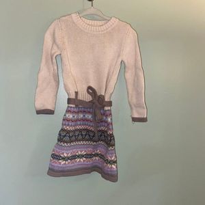 Skyr Girl Toddler Fair Isle Knit Sweater Dress 2T